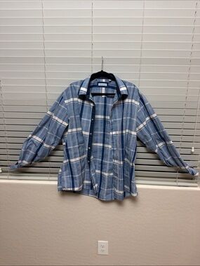 Zagiri Blue and White Plaid Button-Down Shirt
